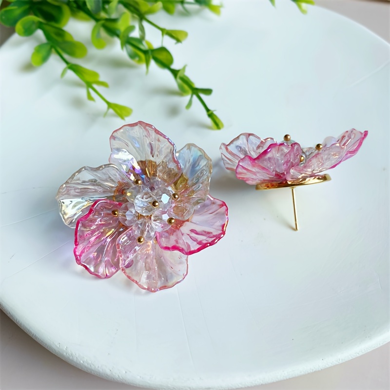 Boho Acrylic Flower Earrings Orange Yellow Pink Alloy Posts